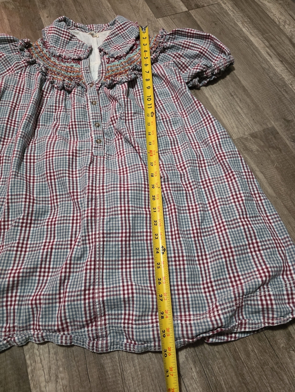 PILCRO ANTHROPOLOGIE v Neck Puff Sleeve Cottagecore Dress Boho Babydoll Plaid Y2 - Picture 12 of 16